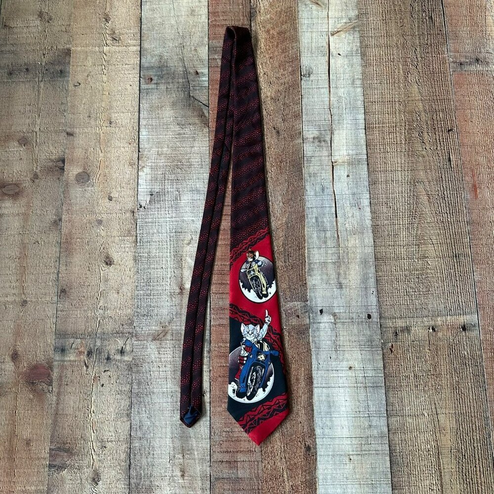 Lakeside Apparel Looney Tunes Tie Featuring Tom and Jerry On Motorcycle